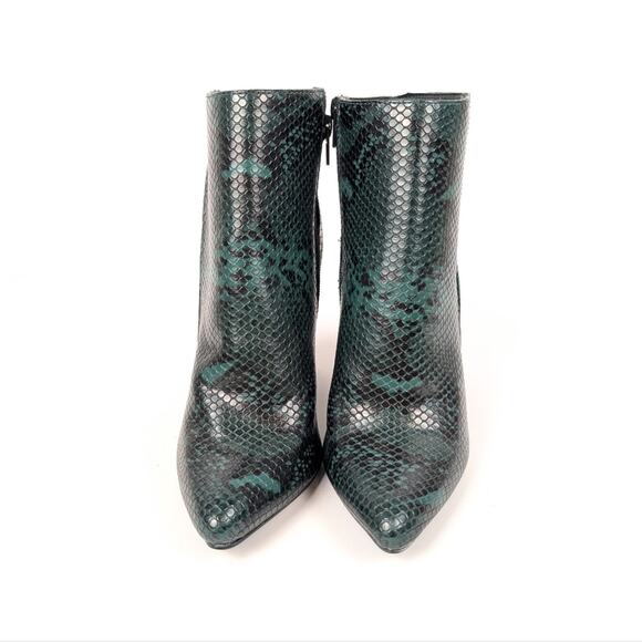 Just Fab Emerald Green & Black Taleah Snakeskin Heeled Ankle Boots Size 7.5 - Picture 3 of 10